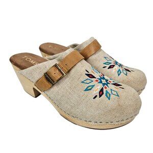 Toms Beige Embroidered Mules